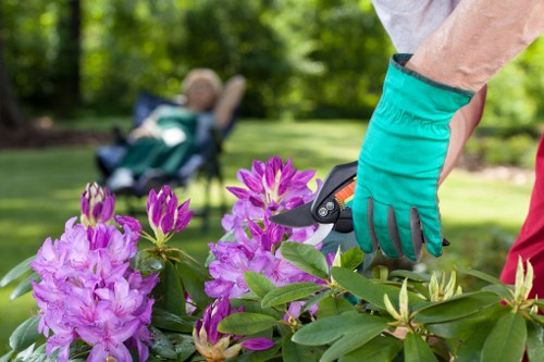 Careful lawn and border work by Blackfen gardeners