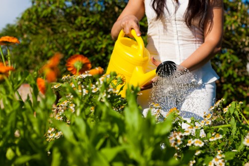 Professional lawn mowing in Blackfen finishing a tidy garden edge